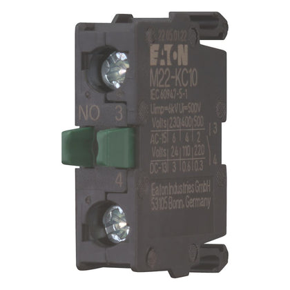 Bloc de contact, à vis borne, fixation sur embase, 1 N/O, 24 V 3 A, 220 V 230 V 240 V 6 A – EATON 216380 – lot de 20