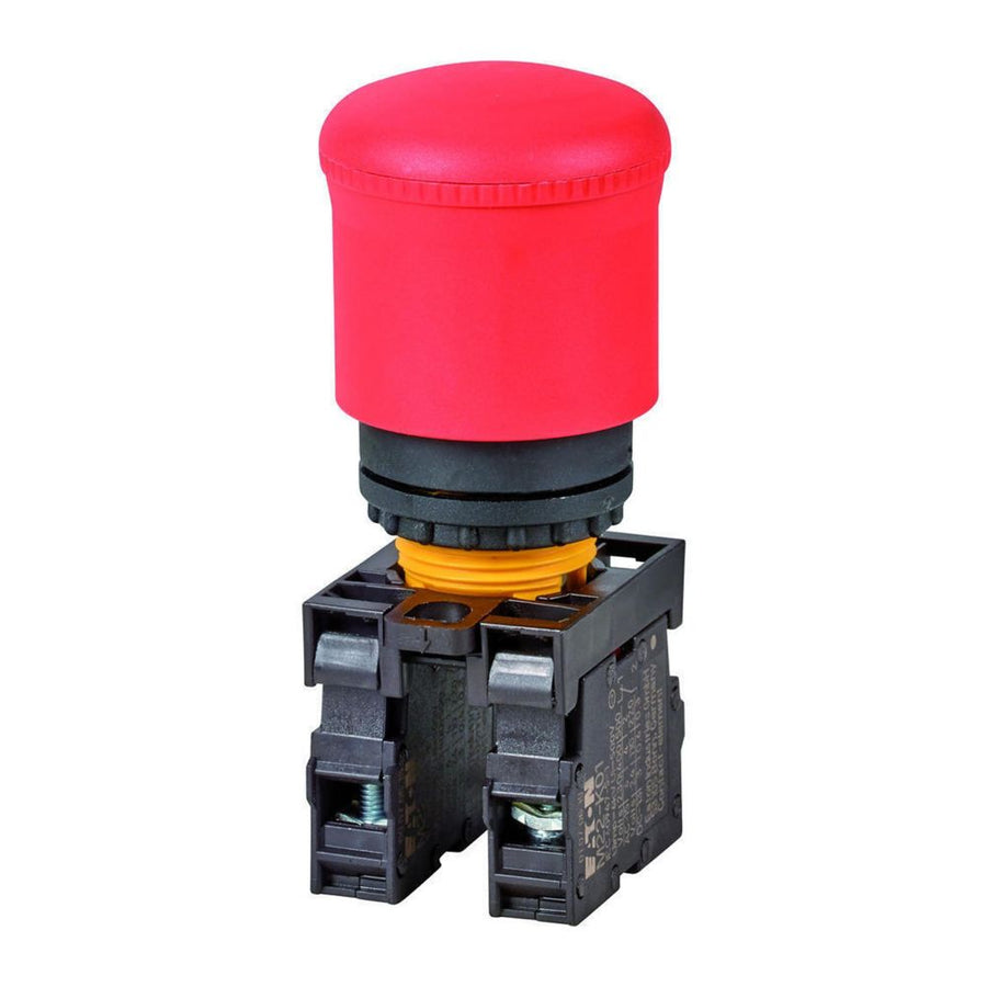 Emergency stop/emergency switching off bouton-poussoir, RMQ-Titan, Mushroom-shaped, 38 mm, Non-illuminated, Pull-to-release function, 1 NC, 1 N/O, rouge, yel – EATON 216516 – lot de 5