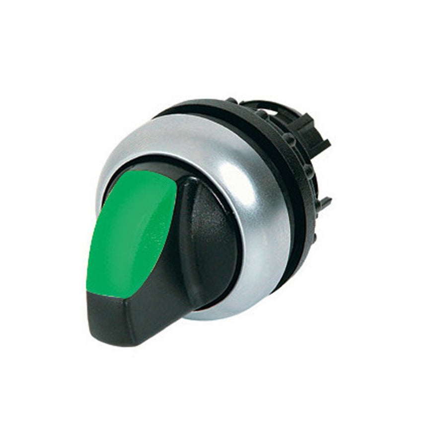 Sélecteur lumineux, RMQ-Titan, à manette, à accrochage, 2 positions, vert, collerette titane – EATON 216827