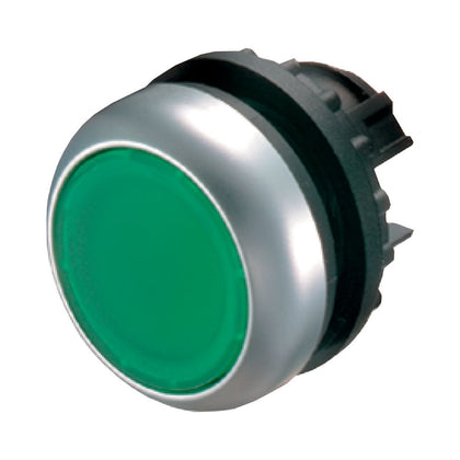 Bouton-poussoir lumineux, RMQ-Titan, affleurant, à impulsion, vert, Blank, collerette titane – EATON 216927