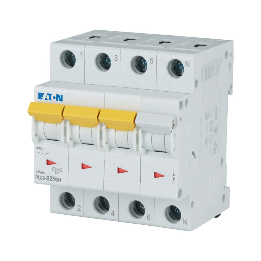 Disjoncteur modulaire 25 A, 3p+N, courbe B – EATON 242994