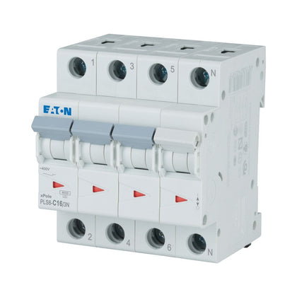 Disjoncteur modulaire 16 A, 3p+N, courbe C – EATON 243018