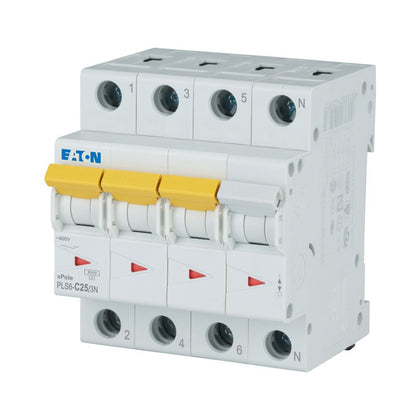 Disjoncteur modulaire 25 A, 3p+N, courbe C – EATON 243020