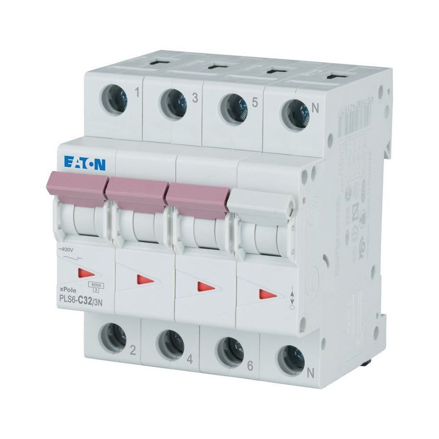 Disjoncteur modulaire 32 A, 3p+N, courbe C – EATON 243021
