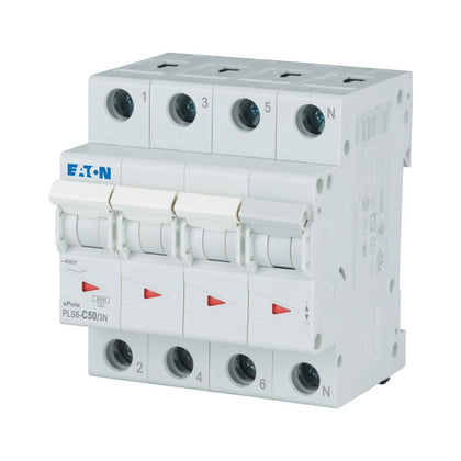 Disjoncteur modulaire 50 A, 3p+N, courbe C – EATON 243023
