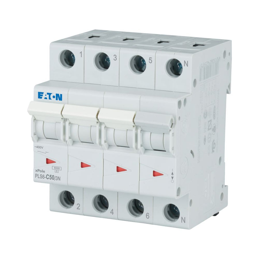 Disjoncteur modulaire 50 A, 3p+N, courbe C – EATON 243023