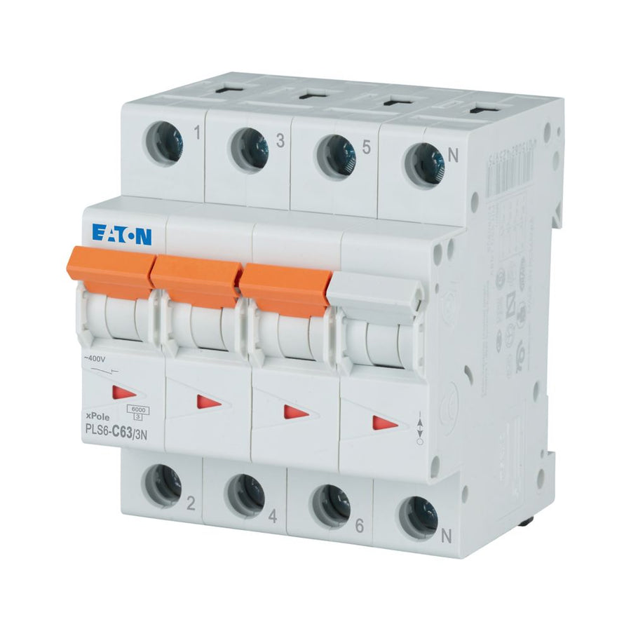 Disjoncteur modulaire 63 A, 3p+N, courbe C – EATON 243024
