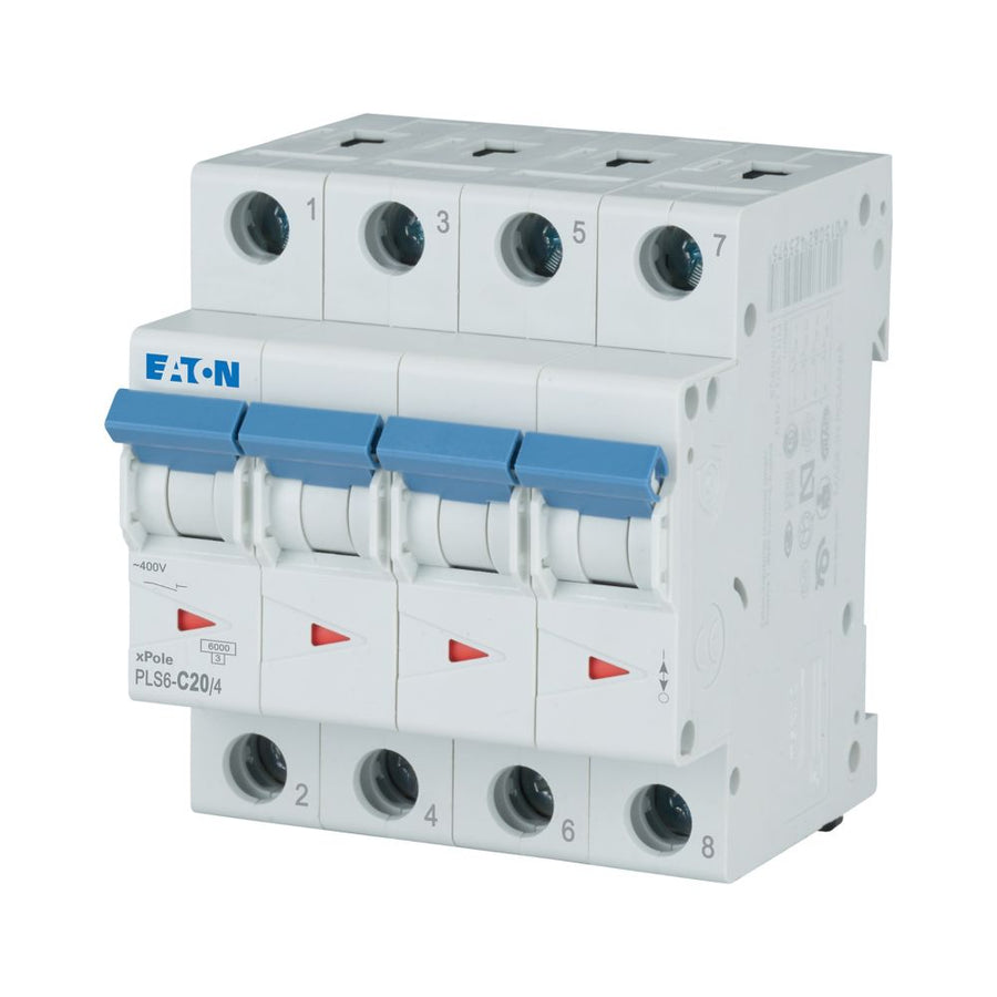 Disjoncteur modulaire 20 A, 4p, courbe C – EATON 243088