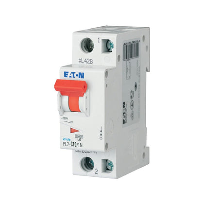 Disjoncteur modulaire 10 A, 1p+N, courbe C – EATON 262747