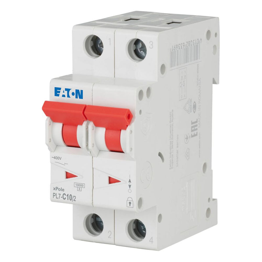 Disjoncteur modulaire 10 A, 2p, courbe C – EATON 263357