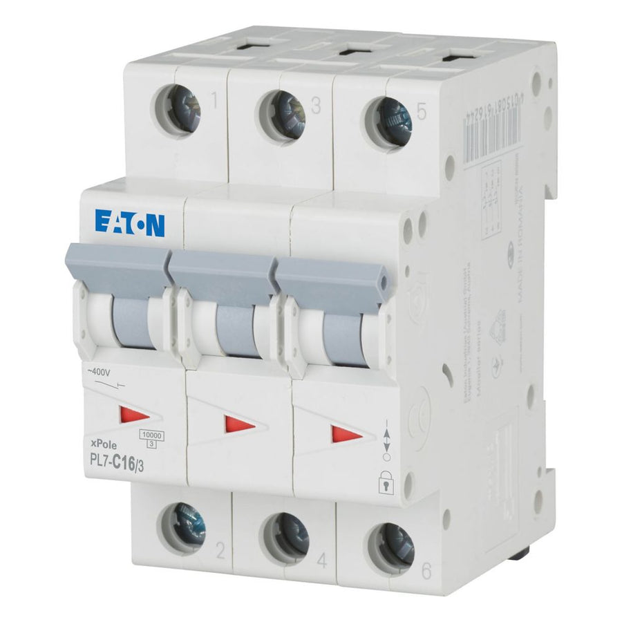 Disjoncteur modulaire 16 A, 3p, courbe C – EATON 263409