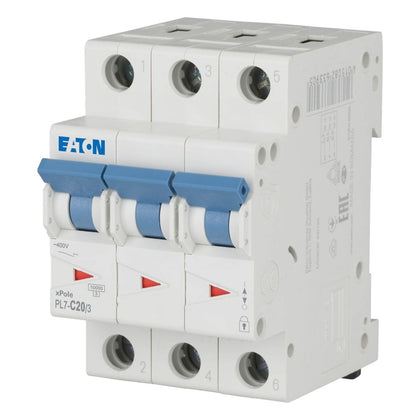 Disjoncteur modulaire 20 A, 3p, courbe C – EATON 263410