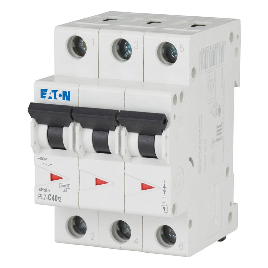 Disjoncteur modulaire 40 A, 3p, courbe C – EATON 263413