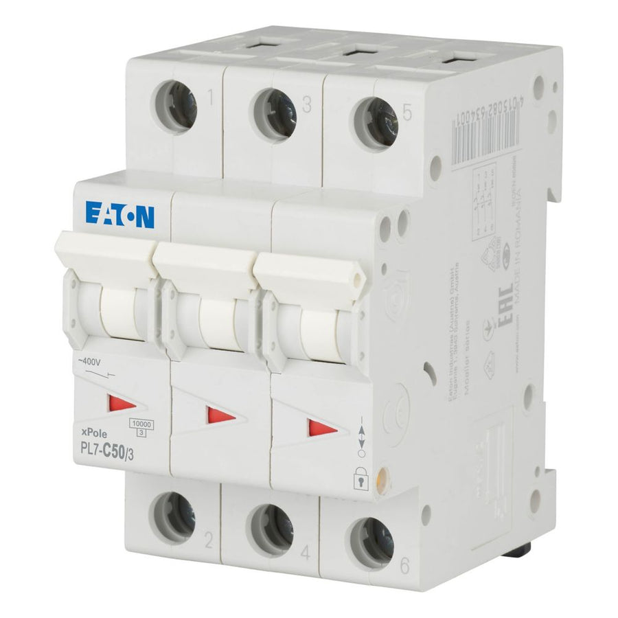 Disjoncteur modulaire 50 A, 3p, courbe C – EATON 263414