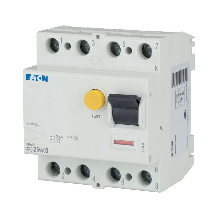 Interrupteur différentiel 25A, 4 p, 300mA, type AC – EATON 286506