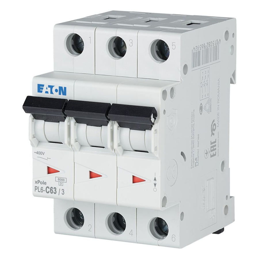 Disjoncteur modulaire 63 A, 3p, courbe C – EATON 286607
