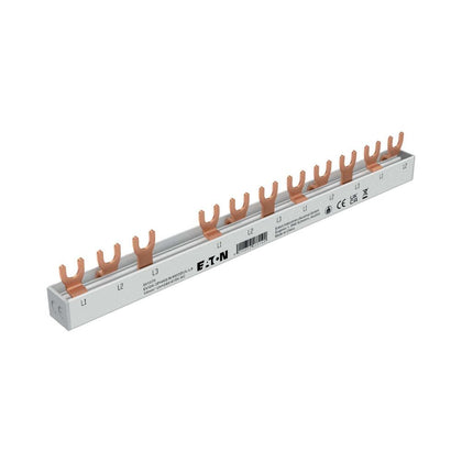EVGK peigne fork, 3-phase, L1 - L2 - L3 - X + L1 - L2 - L3, shortenable version avec end caps included, 4+8 module units, 10 mm² – EATON EP-501070 – lot de 20