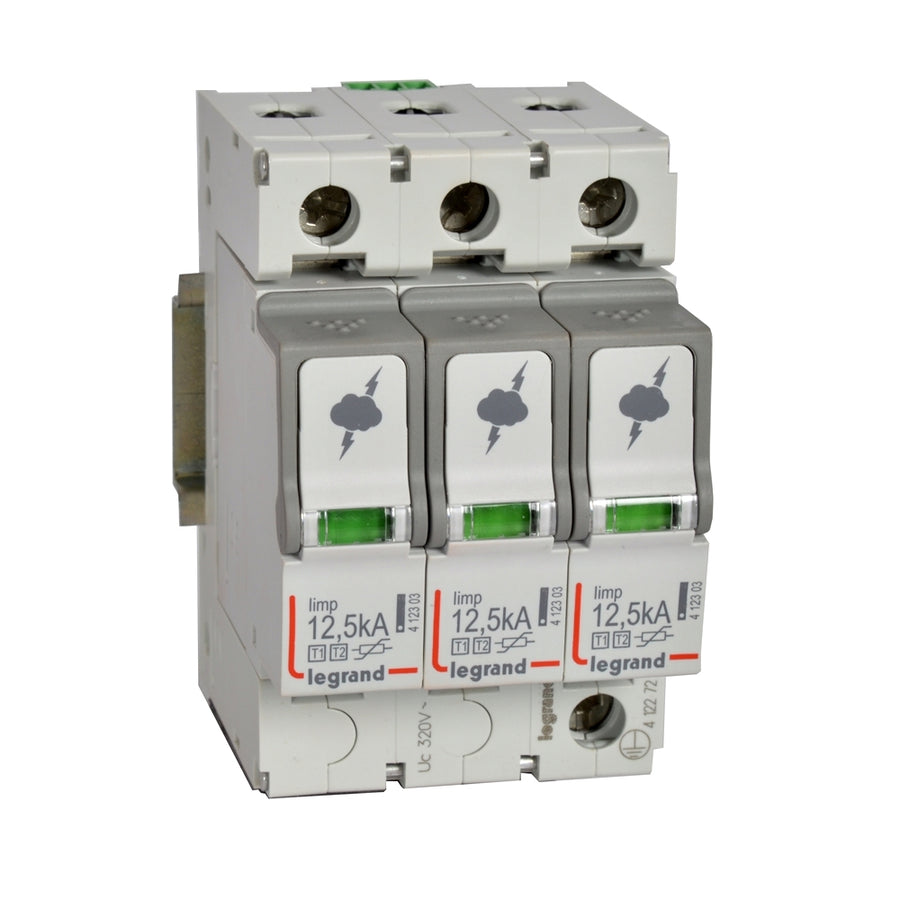 Parafoudre T1+T2, 12.5kA, 3P, 400V, IP20 – Legrand 412272