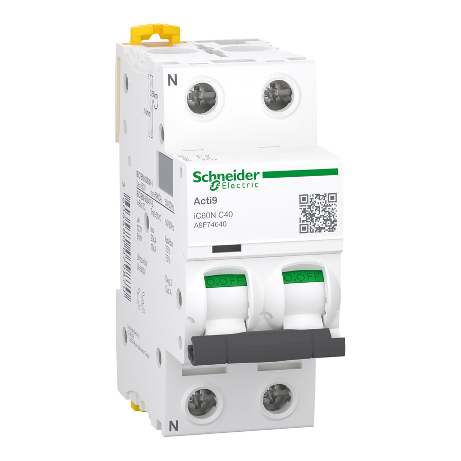 Schneider Acti9 iC60N - Disjoncteur 1P+N 40A courbe C - A9F74640