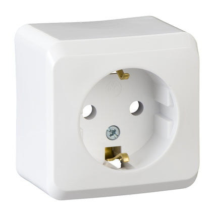 Prise de courant Prima (IP 20), 16A, blanc, PRIMA - simple avec latéral terre – Schneider Electric WDE001080 – lot de 10