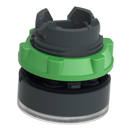 Tête pour bouton-poussoir lumineux Harmony XB5, 22mm, IP66, blanc, rappel par ressort, universel LED, CAD hors tout profondeur: 30mm, CAD hors tout hauteur: 29mm, Ik degré de protection: IK05, CAD hors tout largeur: 29mm – Schneider Electric ZB5AW313
