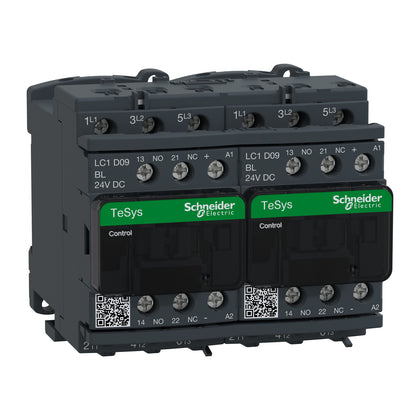 Schneider TeSys D - Contacteur inverseur 3P 9A AC-3 440V bobine 24 V CC basse consommation - LC2D09BL