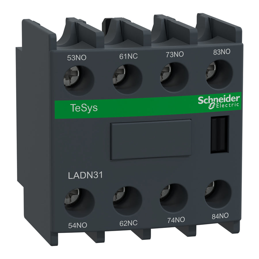 Bloc de contacts auxiliaires TeSys Deca, 3NO, bornes à vis, IP2X, gris foncé – Schneider Electric LADN31