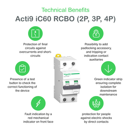 Disjoncteur différentiel Acti9 IC60, 2P, 25A, 30mA – Schneider Electric A9D07225