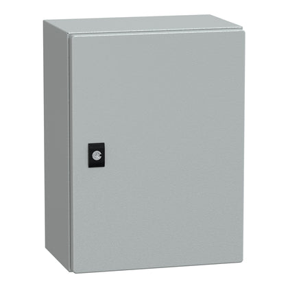 Porte Spacial CRN H400xW300xD200, IP66, IK10, Spacial CRN plein sans montage.plaque. H400xW300xD200 RAL7035.. – Schneider Electric NSYCRN43200