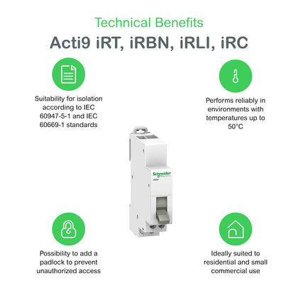 Inverseur interrupteur Acti9 iSSW, 20 A, 1P, 250 V AC, 1CO, 3 positions – Schneider Electric A9E18073