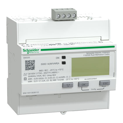 Compteur d’énergie Acti9 Energy Meters iEM3000 iEM3255, 3P+N, 5 A, IP40, blanc – Schneider Electric A9MEM3255