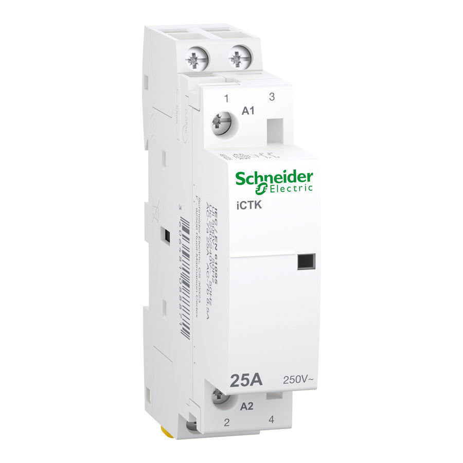 Contacteur Acti9 iCT, 25A, 250V, 2NO, K, 2 NO, bobine 230...240V – Schneider Electric A9C40225