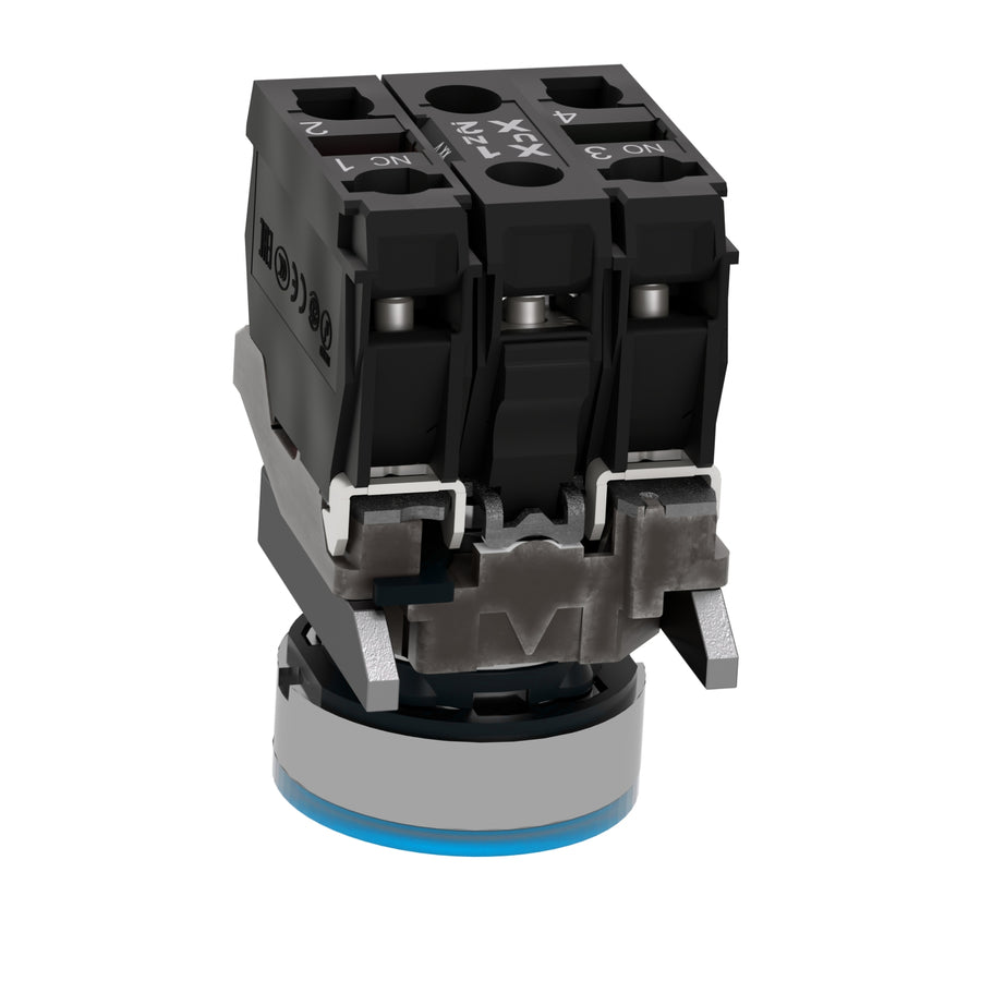 Bouton-poussoir lumineux Harmony XB4, 24V AC, 1NO, 22.5mm, Blue, IP66 – Schneider Electric XB4BW36B5