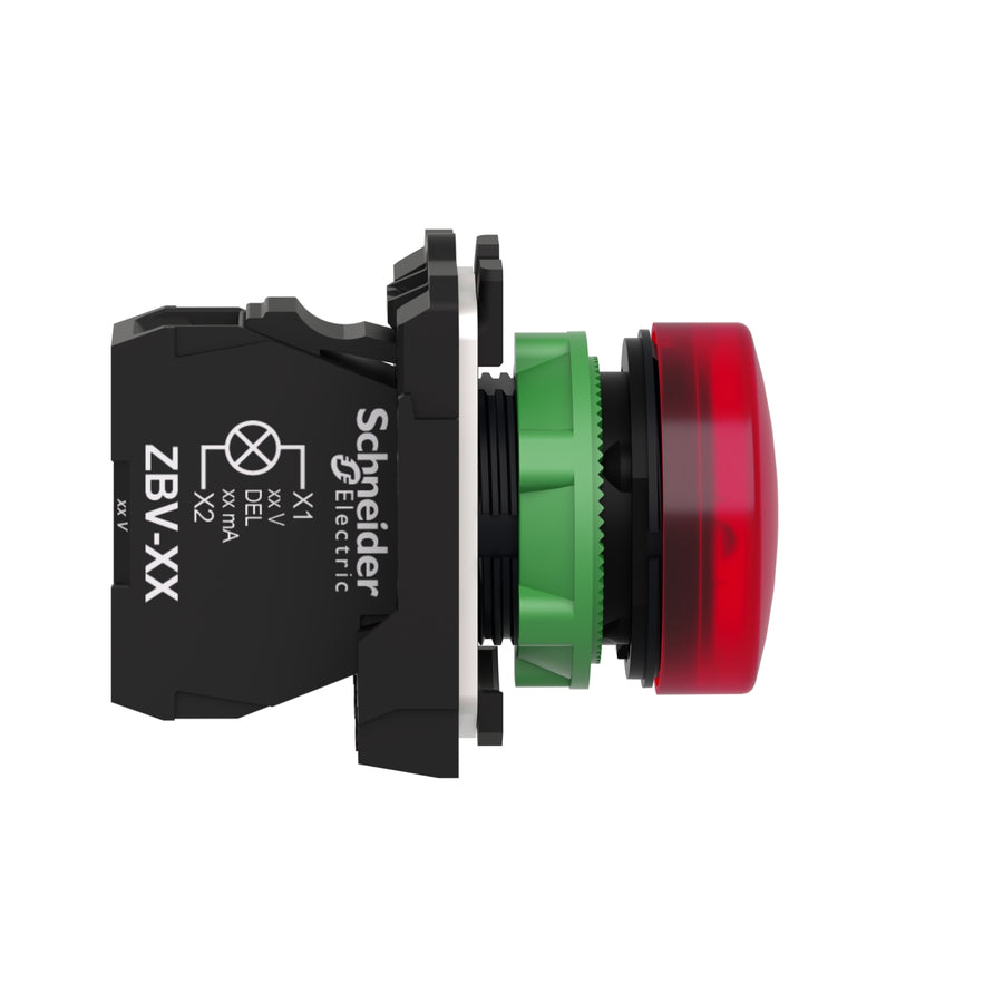 Voyant lumineux Harmony XB5, 24V AC, 22.5mm, rouge, IP66, hauteur: 42mm – Schneider Electric XB5AVB4