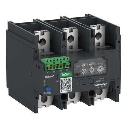 Électronique relais thermique de surcharge TeSys LRG LR9G, assigné courant 500 A, 24–500 V AC, 1NO, IP2X face avant avec caches – Schneider Electric LR9G500