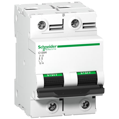 Schneider Acti9 C120N - Disjoncteur 2P 80A courbe D - A9N18383