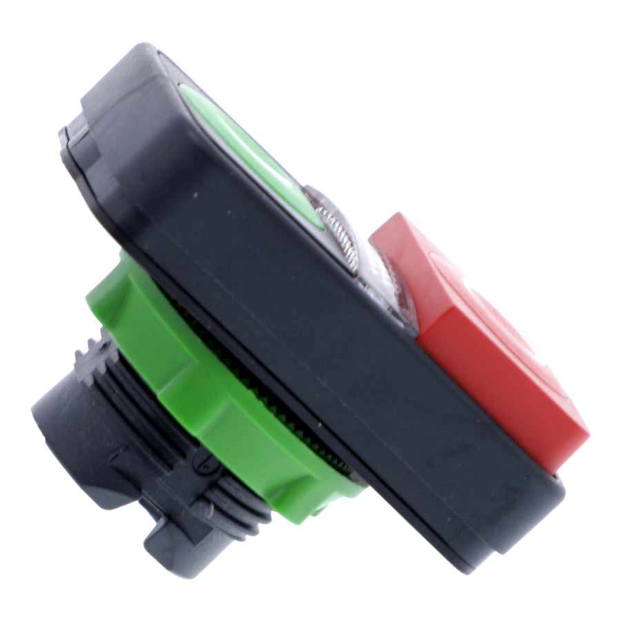 Tête pour lumineux à double tête bouton-poussoir Harmony XB5, 22mm, rouge, IP66, CAD hors tout profondeur: 35mm, intégré LED, vert, CAD hors tout hauteur: 50mm, CAD hors tout largeur: 30mm – Schneider Electric ZB5AW7L3741
