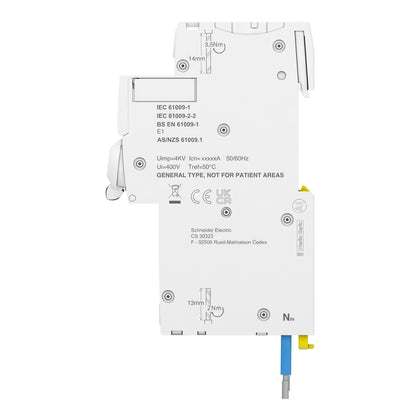 Disjoncteur iC60H, 1P+N, 20A, courbe C, 240V – Schneider Electric A9D11820