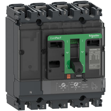 Schneider ComPacT NSX100B - Disjoncteur TM-D 80A 4P4D 25kA montage fixe - C10B4TM080