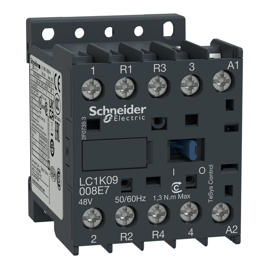 Contacteur TeSys K, 4P, 20 A, 440 V, 2NO, IP2X, 10 A – Schneider Electric LC1K09008B7