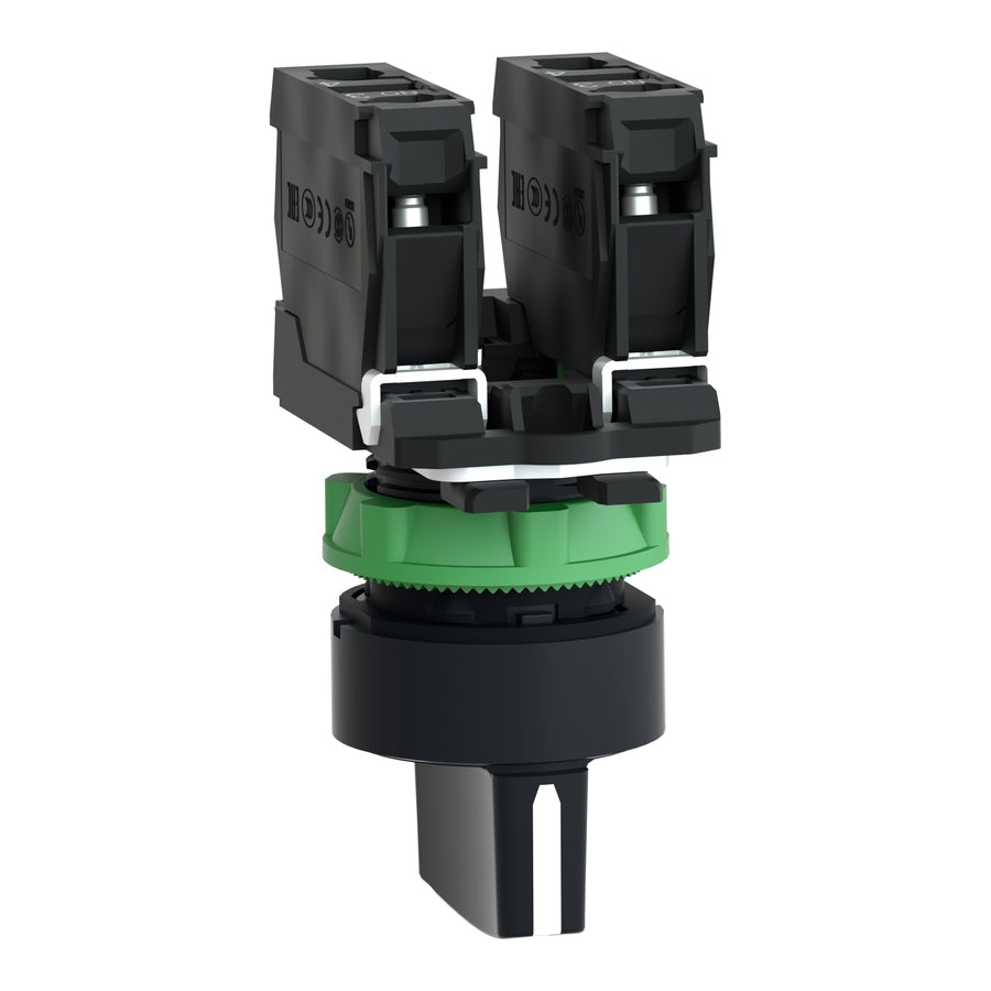 Sélecteur Harmony XB5, 2NO, 3 positions, 22.5mm, IP67, noir, 3A, 10A, à rupture lente, profondeur: 70mm – Schneider Electric XB5AD53