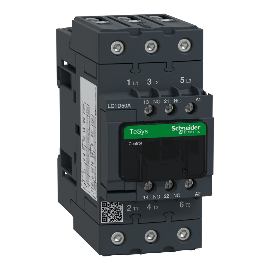Contacteur TeSys Deca, 3P, 50 A, 440 V, 3NO, IP20, 230 V AC, plaque, commande circuit type: AC à 50/60 Hz standard – Schneider Electric LC1D50AP7