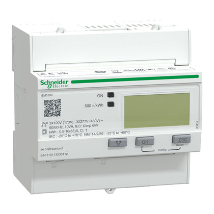 Compteur d’énergie Acti9 Energy Meters iEM3000, 63 A, 1P+N, IP40, blanc – Schneider Electric A9MEM3100