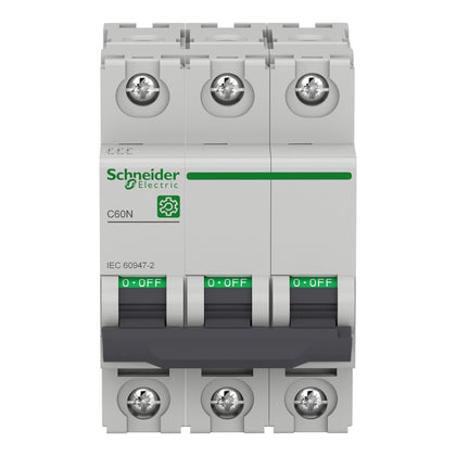 Disjoncteur miniature Multi9 C60N, 3P, 32 A, courbe C, 415 V, 20 kA – Schneider Electric M9F11332