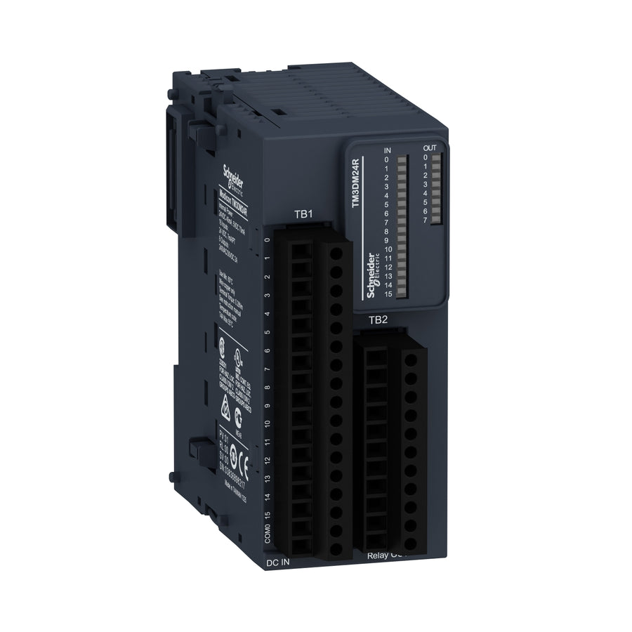 TOR entrée ou sortie module Modicon TM3, 24V DC, IP20, 17×1.5mm² amovible vis bornier avec pas 3.81mm réglage pour Inputs – Schneider Electric TM3DM24R