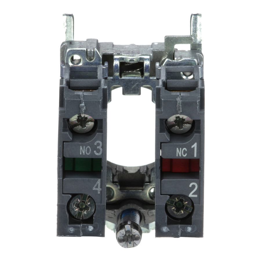 Corps de bouton-poussoir avec bloc de contacts Harmony XB4, 3A, 1NO, IP20, 1NO + 1NC, à rupture lente – Schneider Electric ZB4BZ105