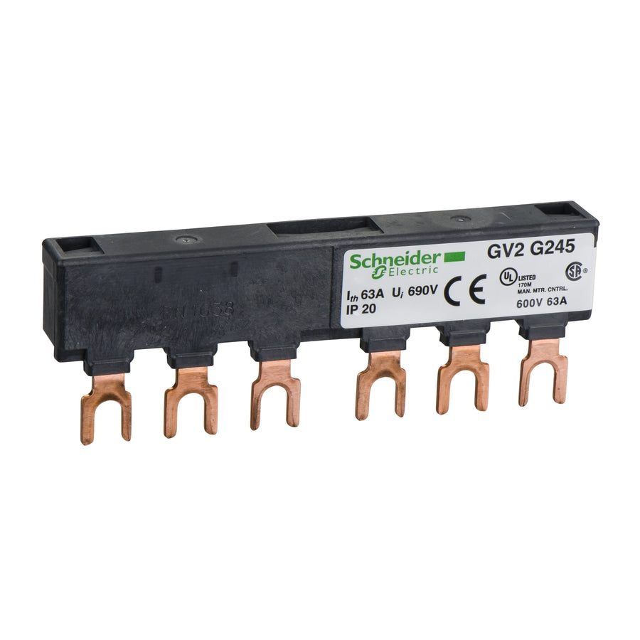 Peigne jeu de barres FT, 63 A, 3P, TeSys GV2, nombre de Tap-offs: 2 – Schneider Electric GV2G245