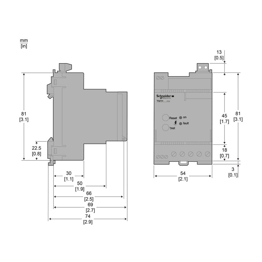 Relais de protection différentielle VigiPacT RH99M, 30 A, 240 V AC, 0.03…30 A, rail DIN – Schneider Electric 56173
