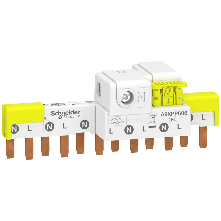 Schneider Acti9 iDT40 - Peigne avec connecteur 1P+N 6 modules 63A - A9XPP606