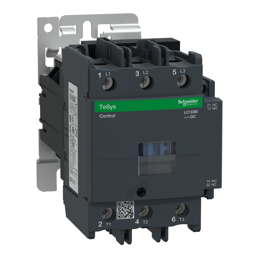 Contacteur TeSys Deca, 3P, 80 A, 440 V, 3NO, IP20, 24 V DC – Schneider Electric LC1D80BD